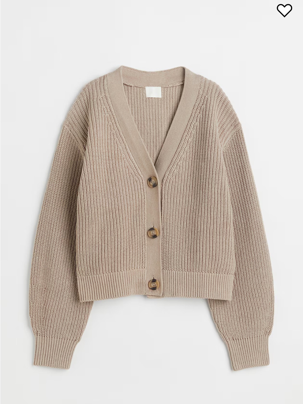 H&M Beige Ribbed Button-Front Cardigan